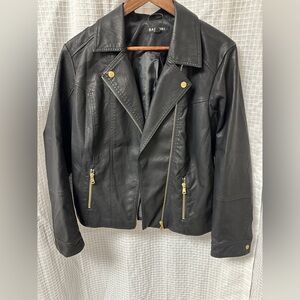 Baccini Leather Moto Style Jacket – Gold Details, Size XXL! New